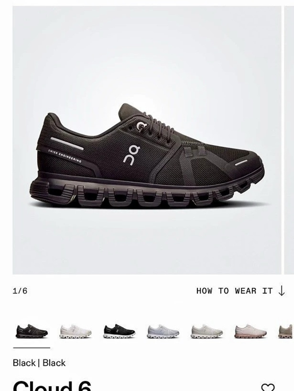 On Cloud 6 Black Athletic Shoes US W8